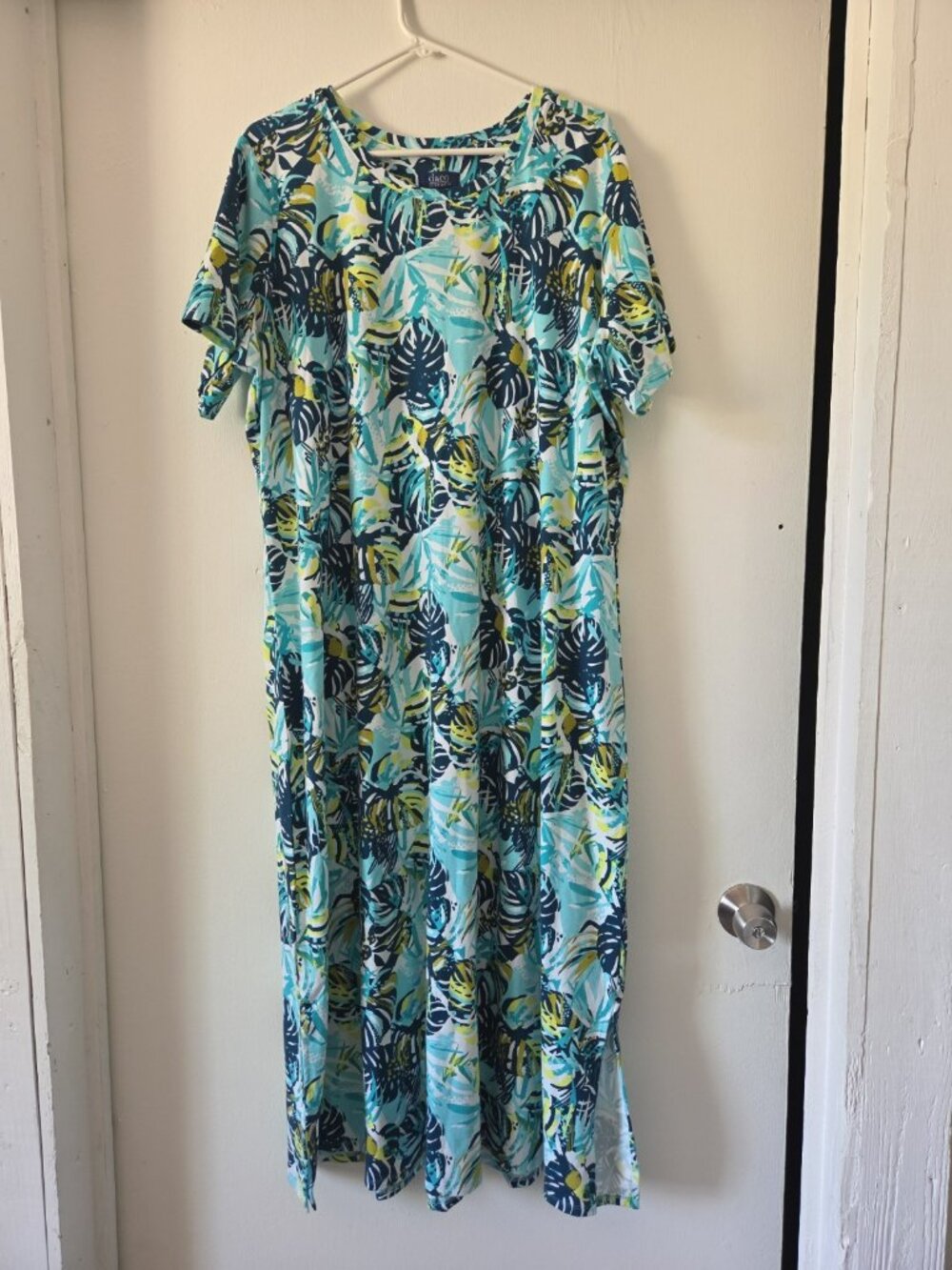 Womens d & co Beach Palm Tree Leaf Soft Knit Summer Dress 2XP 2x Petite
